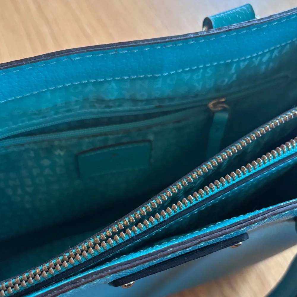kate spade teal leather satchel handbag - Picture 3 of 5